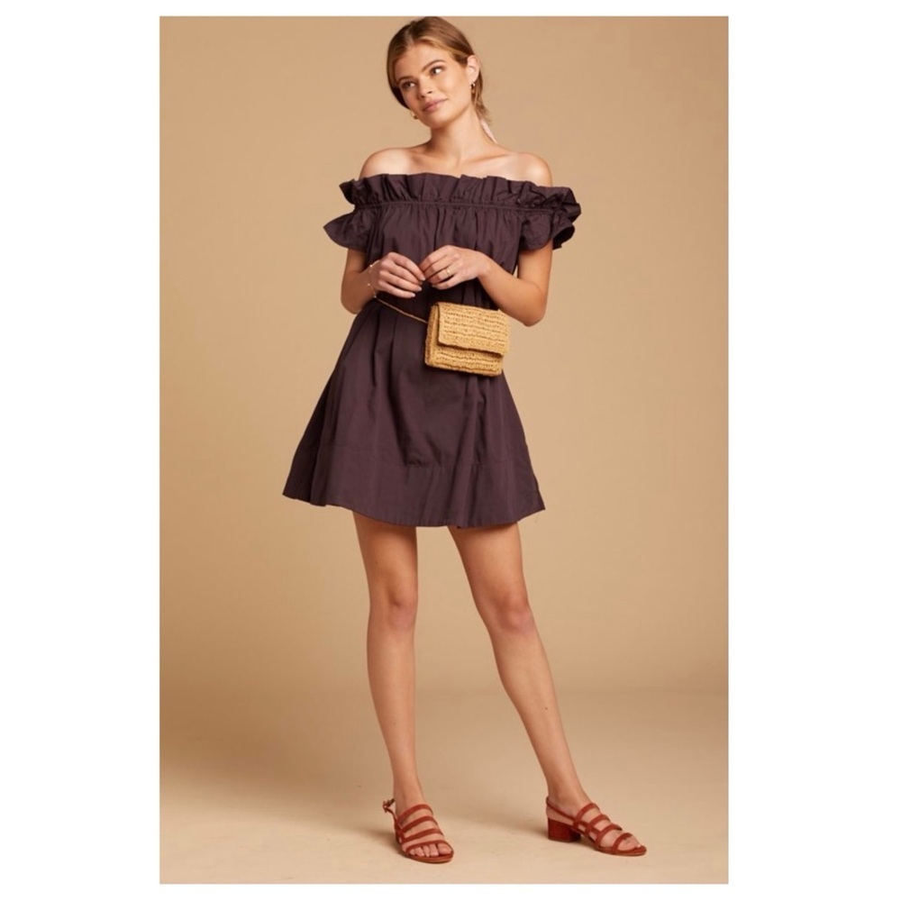 Free People Off Shoulder Ruffled Neckline Sophie Mini Dress In Night Shade | XS